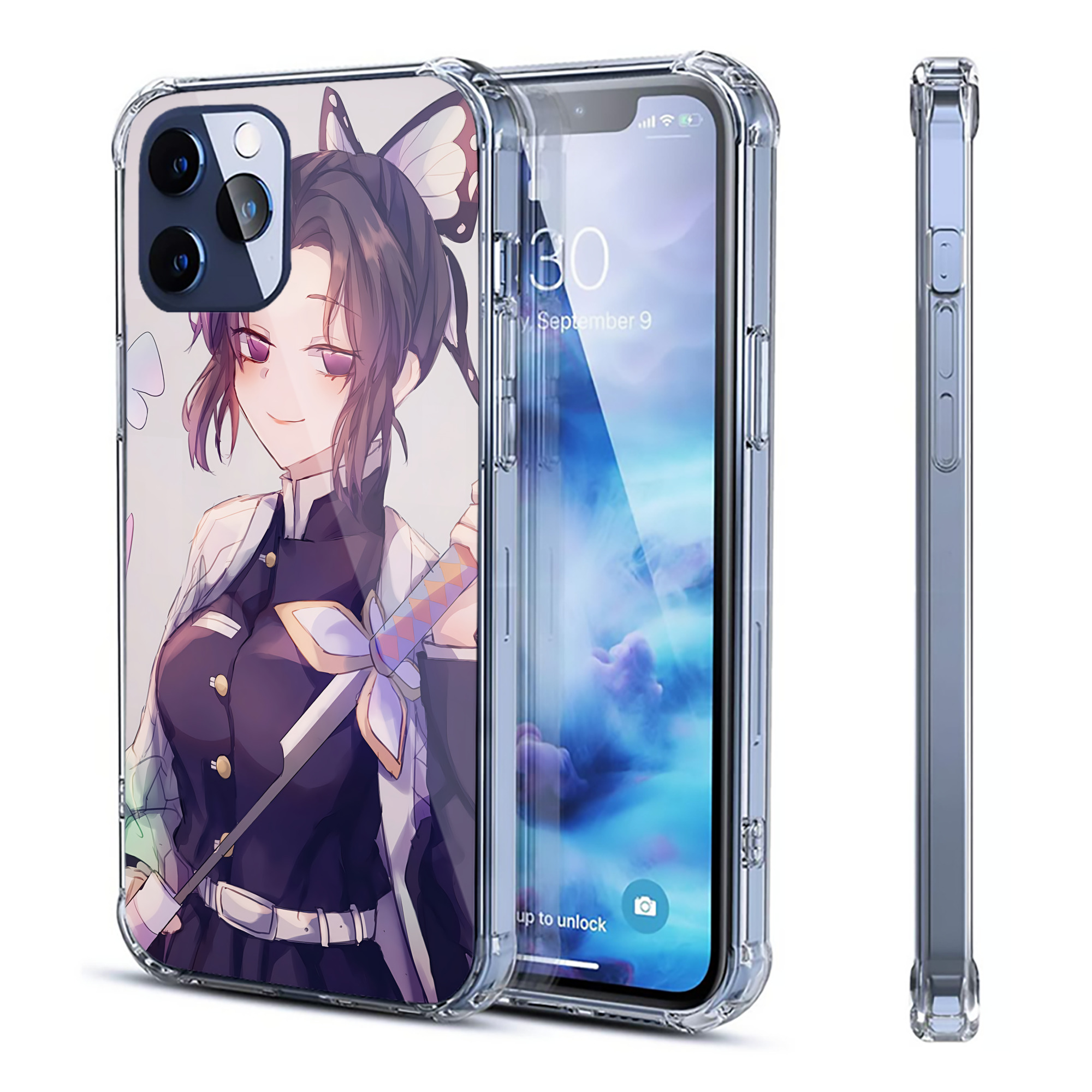 （画像用） 鬼滅の刃（きめつのやいば）蟲柱-胡蝶 しのぶ／こちょう しのぶ Kochou Shinobu 【iPhone 12シリーズ対応】透明スマホケース（クリアソフトケース）